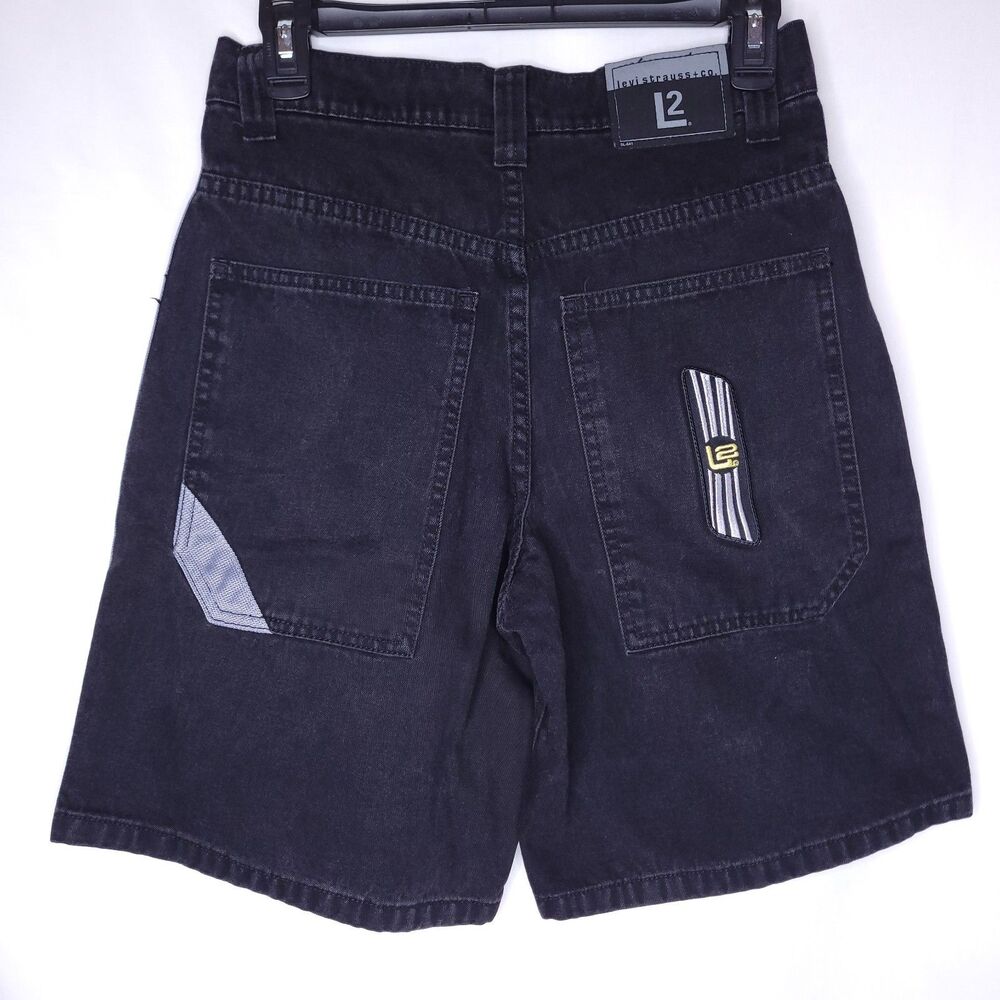 Levis L2 Jean Shorts Womens Large Black Baggy Skater Y2K